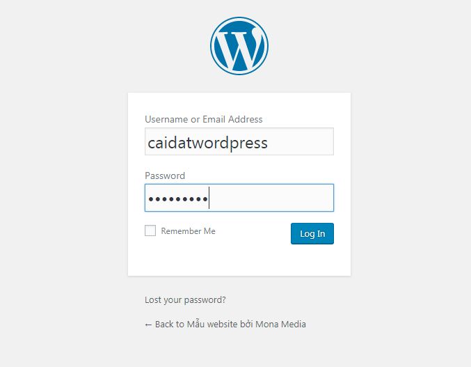 Đăng nhập vào website wordpress
