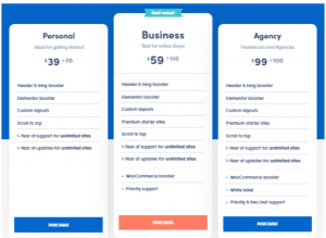 neve wordpress theme pricing