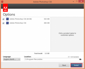 click chọn phiên bản photoshop adobe cs6 theo hệ điều hành computer