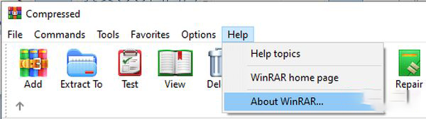 click vào “Help”  rồi chọn About WinRAR