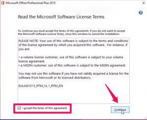 chọn continue để tiếp tục trình cài đặt