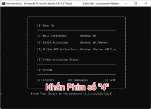 Chọn phím số 4 để bắt đầu quá trình crack