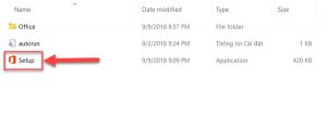 click chọn Setup