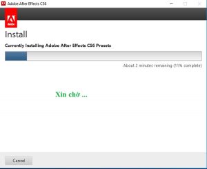 chờ đợi quá trình cài dặt diễn ra