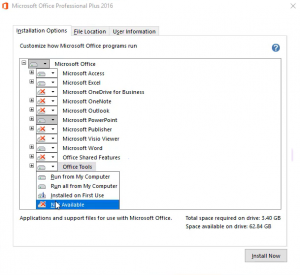 Để bỏ chọn phần mềm nào đó hãy bấm chuột trái vào phần mềm đó và chọn Not Available. Sau khi hoàn tất tùy chỉnh thì nhấn Install Now để bắt đầu cài đặt