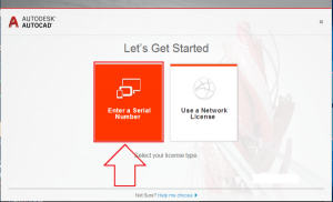 Khởi động phần mềm AutoCAD 2017 lên, chờ thiết lập ban đầu chạy xong, bạn hãy nhấn chọn “Enter a Serial Number”.