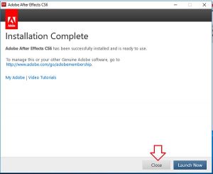 bấm close sau khi quá trình cài đặt hoàn tất