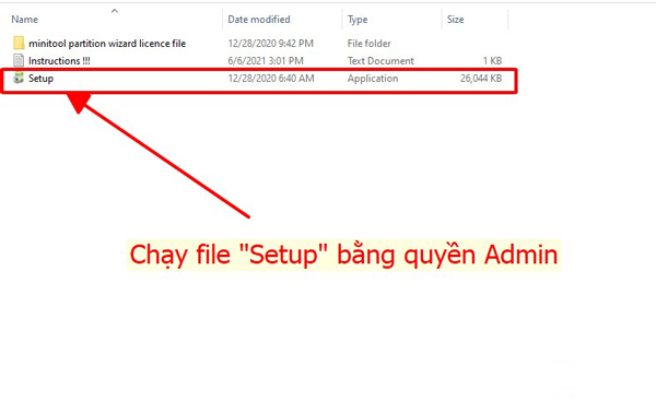 Khởi chạy File ‘Setup.exe’ để bắt đầu cài đặt phần mềm ngay.
