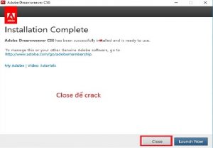 chọn vào close để hoàn thành cài đặt
