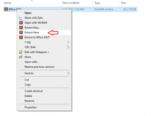 giải nén file bằng WinRAR