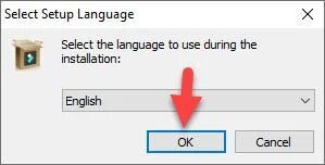 chọn ngôn ngữ cài đặt phần mềm