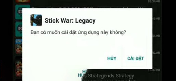Sau đó nhấn chọn vào cài đặt Stick War: Legacy 2023.