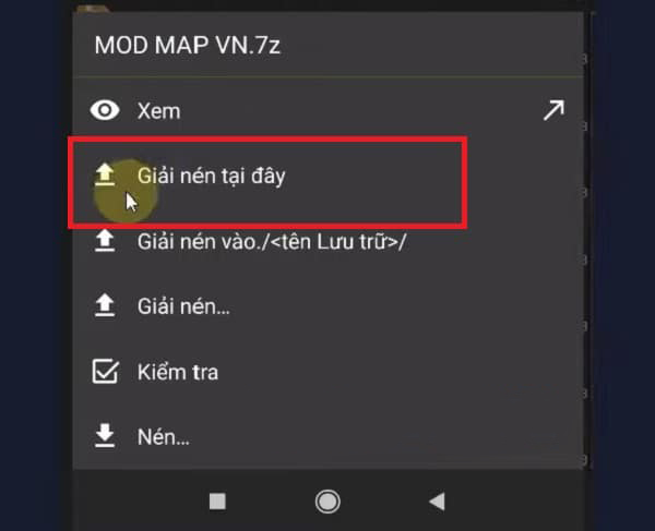 nhấn chọn file MOD MAP VN.7z và tiến hành giải nén 