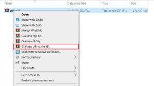 giải nén file cài đặt