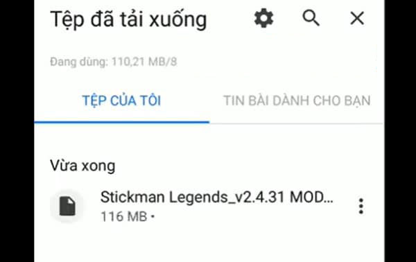 Tải xong về máy thì mở file Stickman Legends_v3.5.7 MOD.apk ra ngay nhé.