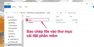 sao chép file crack autocad 2023